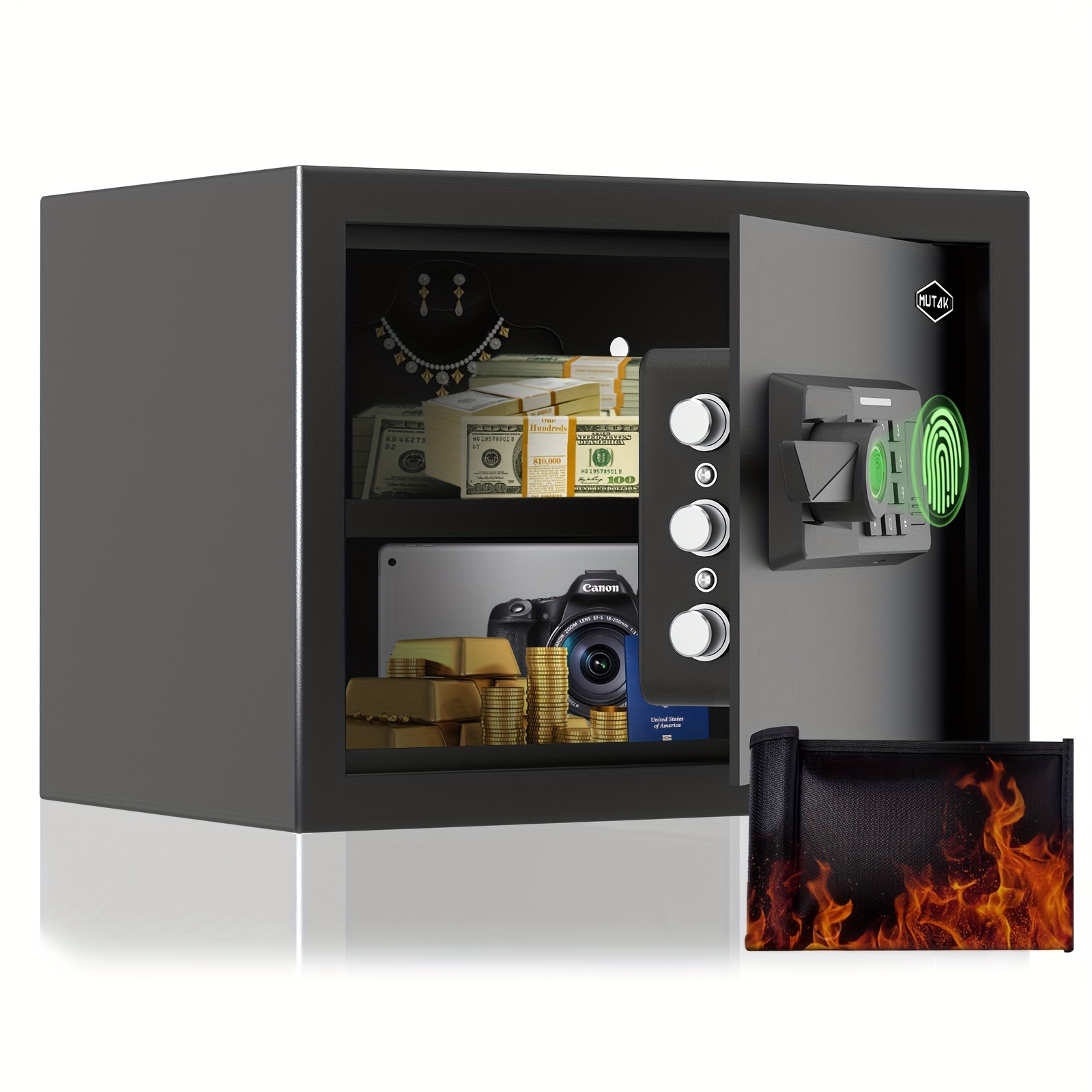 Omethey 2.0 Cub Safe Box, Home Safe With Backlit Digital Keypad And Mute Function, Money Safe With LED Light & Removable Shelf, Security Safe For