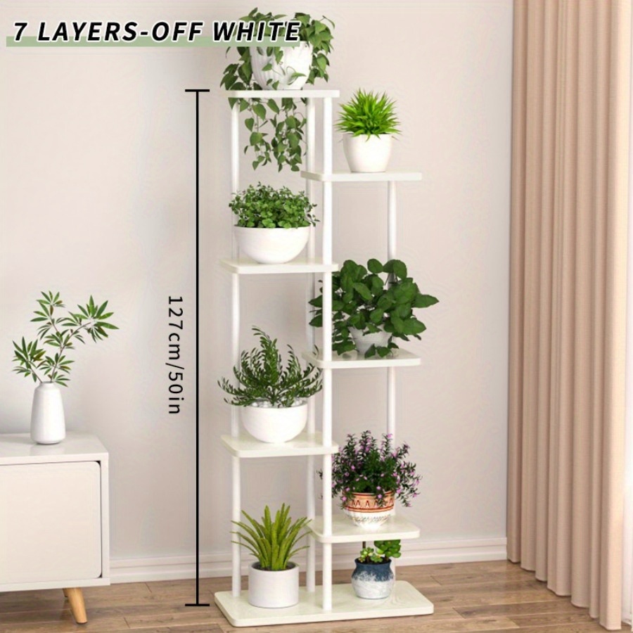 Image of 1pc Plant Stand Indoor Metal Plant Rack Outdoor Black Plant Holder 7 Levels 8 Pot For Multiple Plants Corner Plant Table For Patio Garden Room