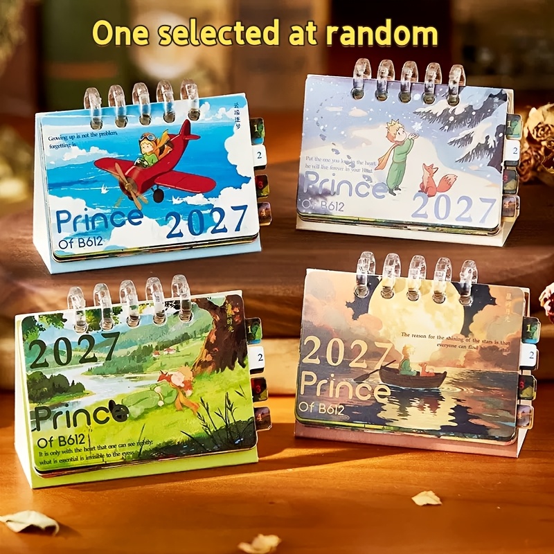 TEMU Random 1pc 2027 The Little Prince Mini Desktop Calendar, Time Planning Accessory For Little Prince Enthusiasts, Perfect Gift For Halloween,