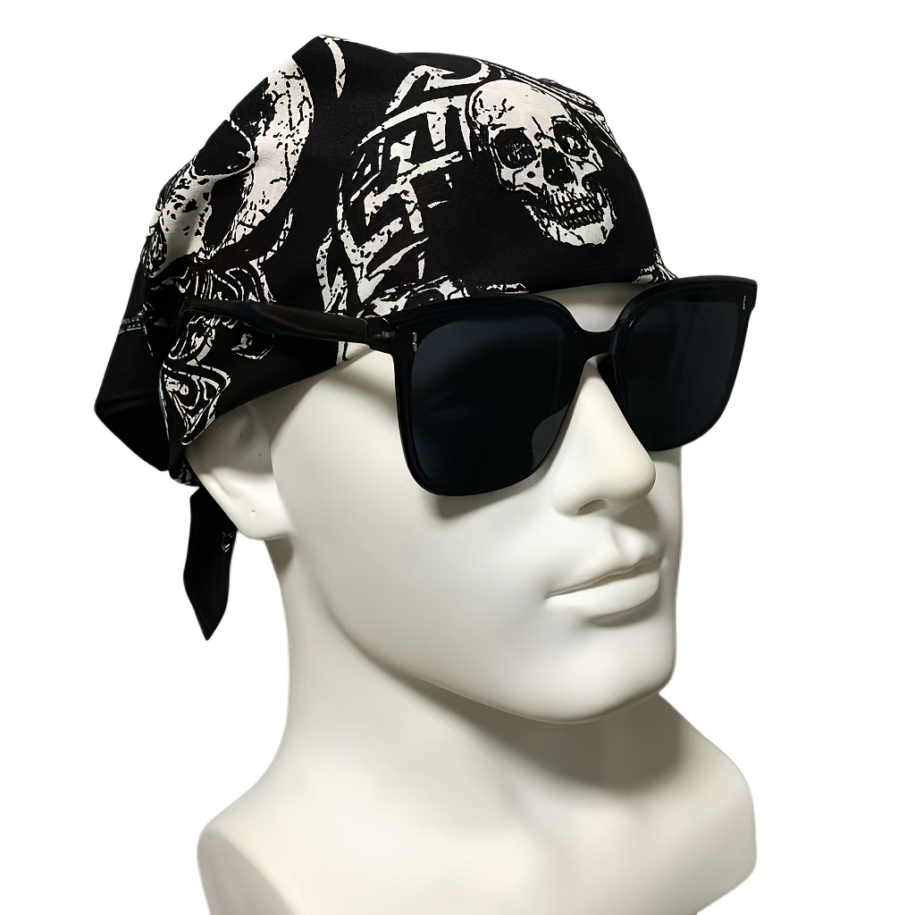 Bandana Crâne En Coton 55x55cm - Foulard Hip Hop, Festival, Moto, Cyclisme