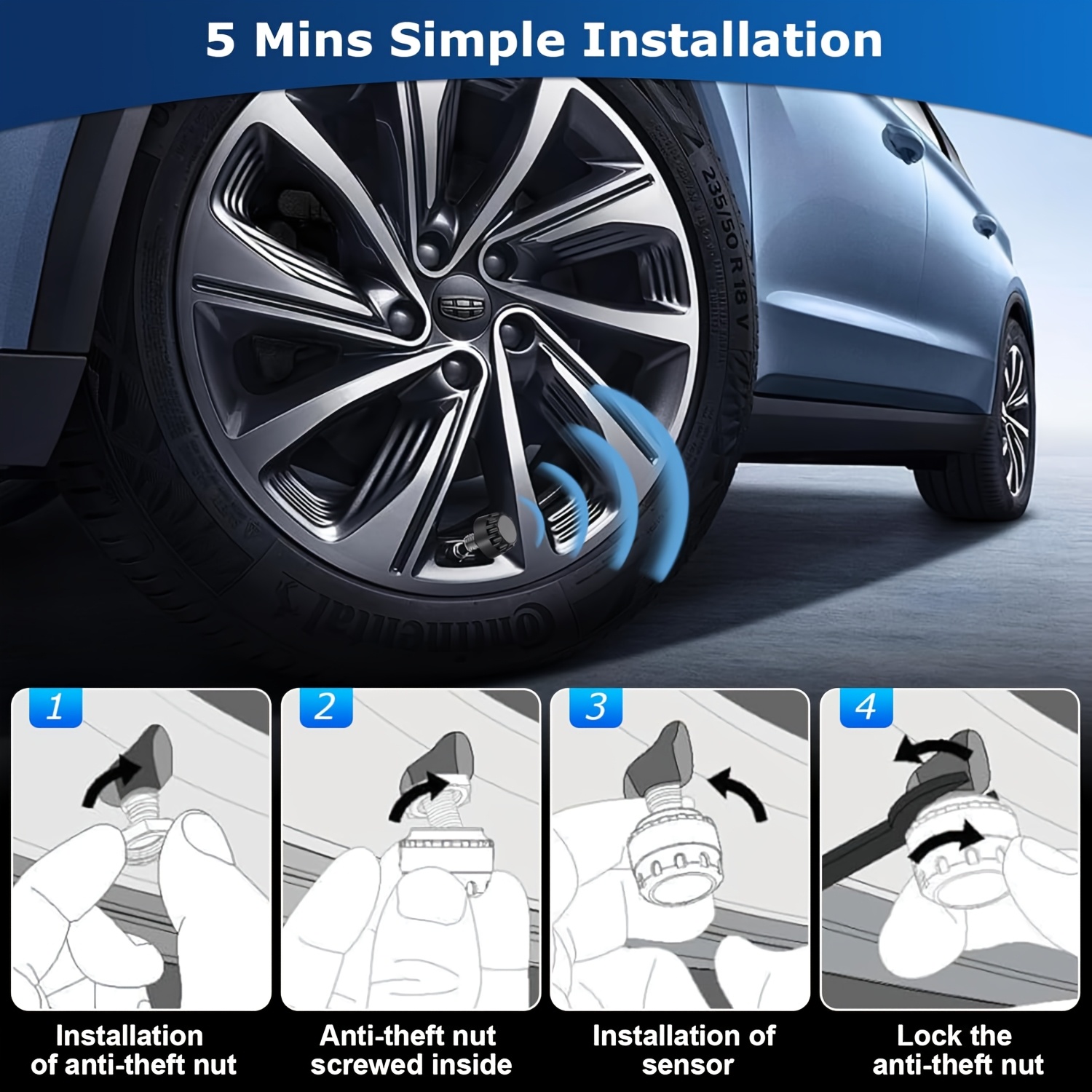 6-Wheel Solar TPMS Monitor Kit with External Sensors for tire pressure service detail image 3