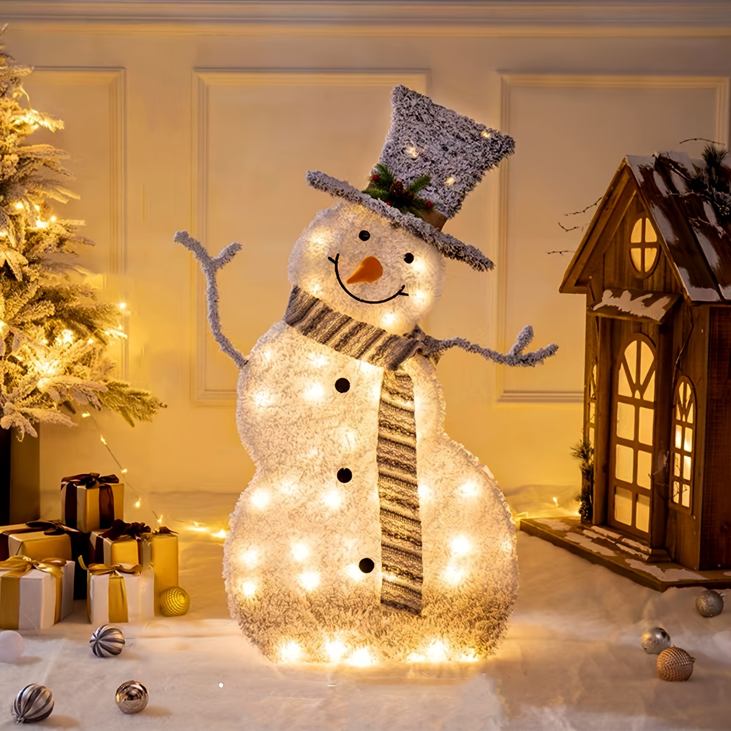 

Light-up Led Snowman Decoration - Battery Operated, Collapsible For Indoor/outdoor Use With Removable Hands & Scarf (aa Batteries Not Included)