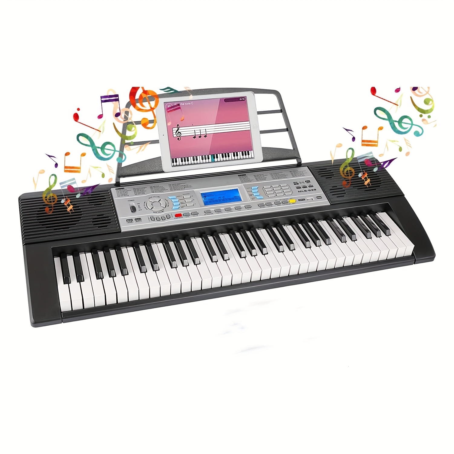 Klaviertastatur 61 Tasten, E-Piano mit Aufnahme- Programmierfunktion, Digitalpiano für Anfänger , E-Piano mit Lautsprechern, integriertem