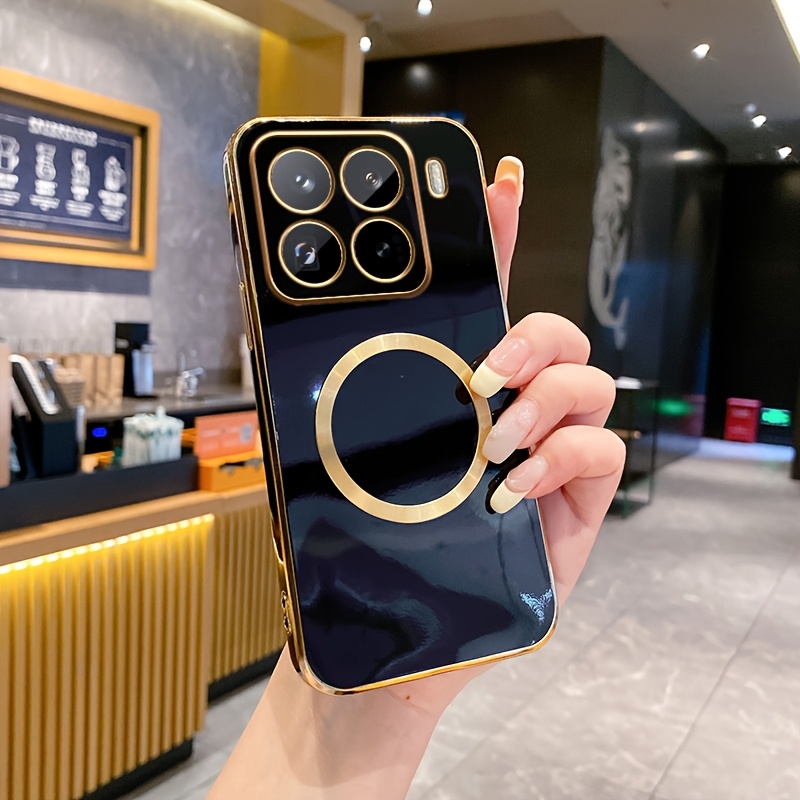 

New Luxury And High--inclusive Lens Phone Cases For Xiaomi 14, 14 Pro, 14 Ultra, 14t, 14t Pro, 15, And 15 Pro, Featuring A Golden Magnetic Ring And Tpu Electroplated Back Cover.