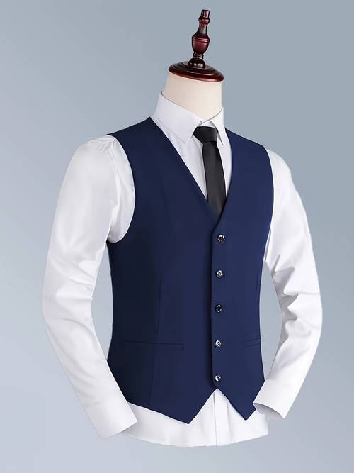 v neck suit vest mens casual vintage style solid color single breasted waistcoat suitable for pairing with spring and autumn evening outfits only 1 vest