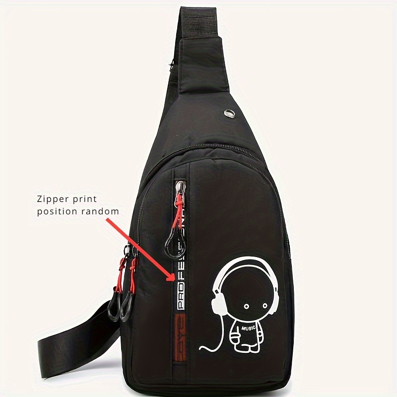 Image of Fashion Mini Chest Bag - Casual Crossbody With Headphone Jack Design, Multi-functional Storage, Zip Closure For Outdoor Activities, Crossbody Bag