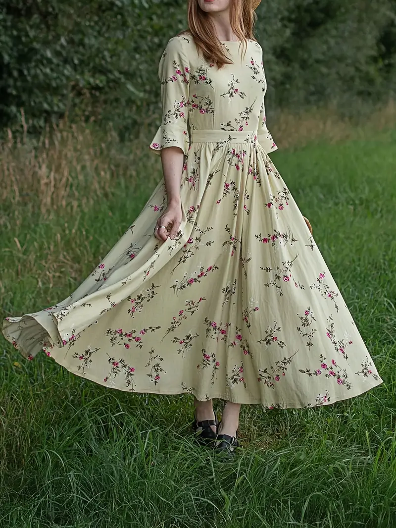 elegant floral a line midi dress women spring summer - Temu elegant floral a line midi dress women spring summer - Temu