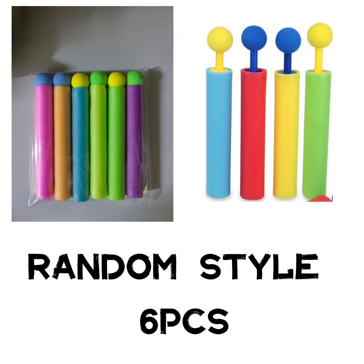 Image of 6pcs Pull-out Water Spray Toy, Straight Foam Water Gun, Summer Beach And Pool Water Toy, Parent-child Outdoor Interactive Toy, Ideal Birthday Gift, Essential Play Supplies For Children Random Color