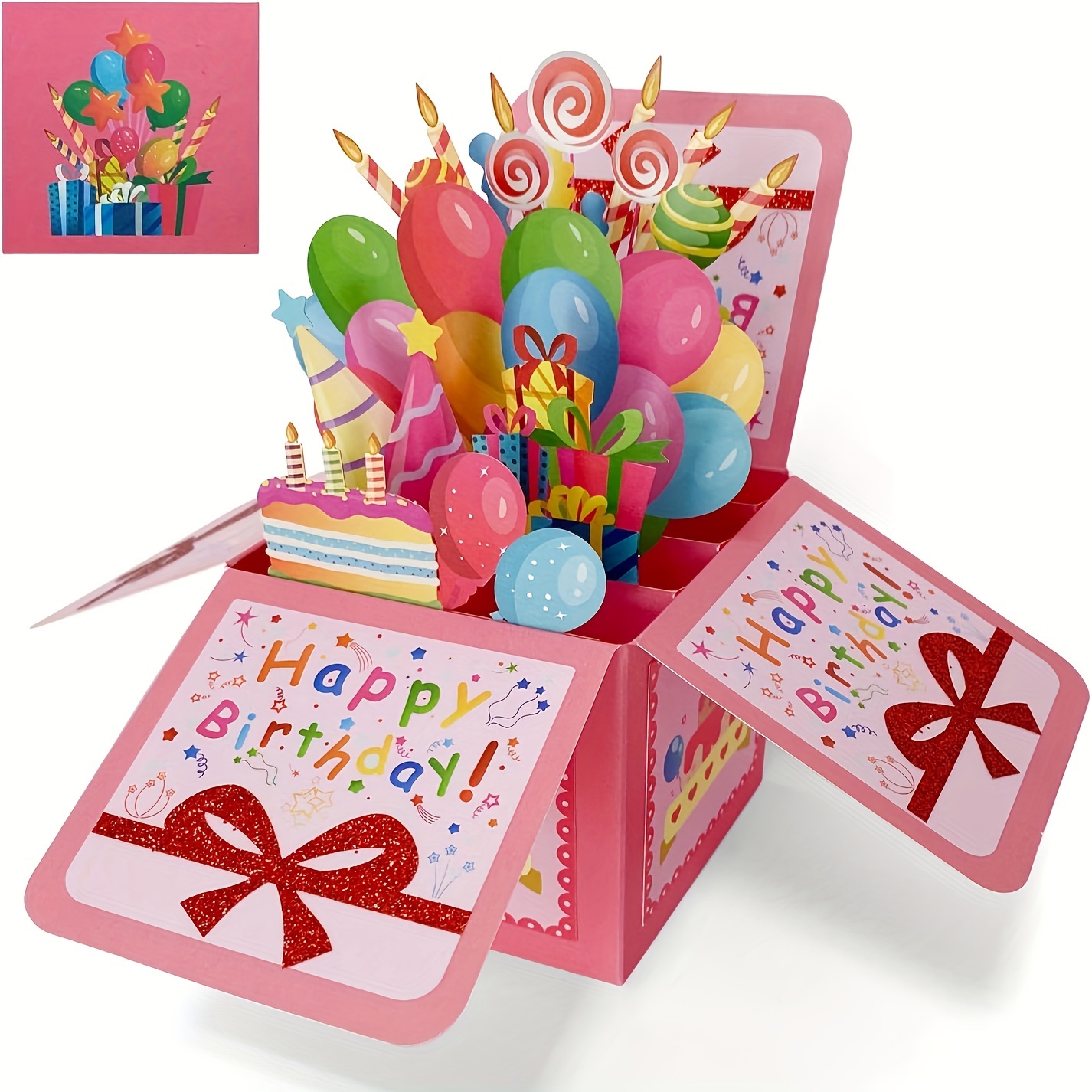 

3d Pop-up Birthday Card With Blank Note & Envelope - Cartoon Balloon Theme, Personalized Message For Anyone, Available In German/japanese/french/english/korean