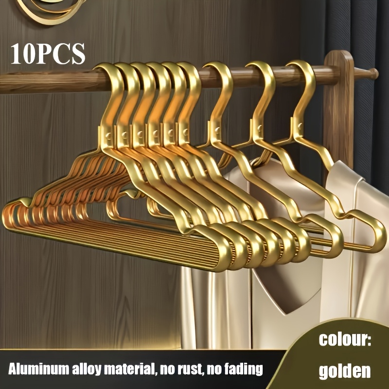 TEMU 5/10pcs Premium Aluminum Suit Hangers, Heavy Duty Metal Clothes Hangers With , Slim & Sturdy For Jackets, Trousers, Shirts, Wet And Dry Use