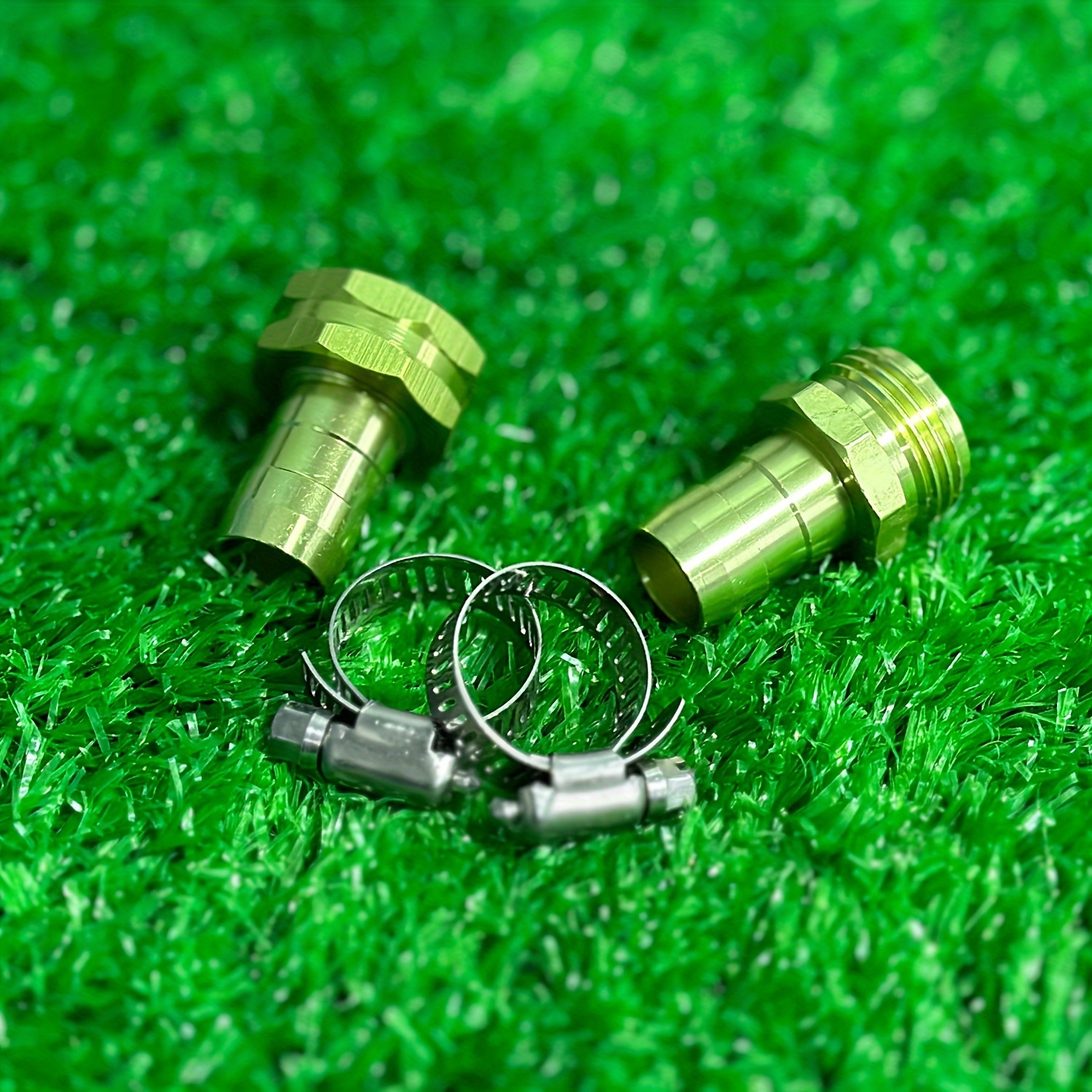 

1set/3sets, Aluminum Alloy Garden Hose Repair Connector (green) With Stainless Clamps, /8"-3/4" Hose Fittings, Male And Female Thread Release Connect, Gardening & Lawn & Car Washing Supplies