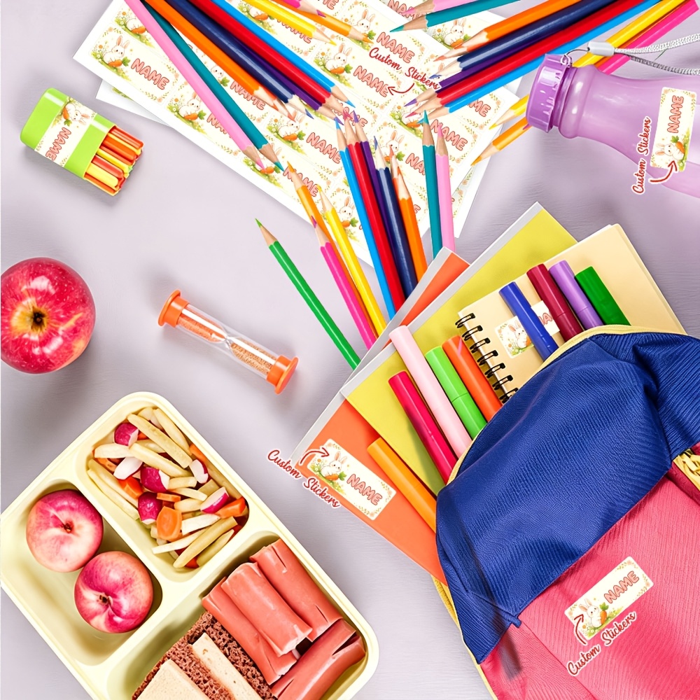 45/90pcs Cute Rabbit Holding Carrot Custom Name Stickers