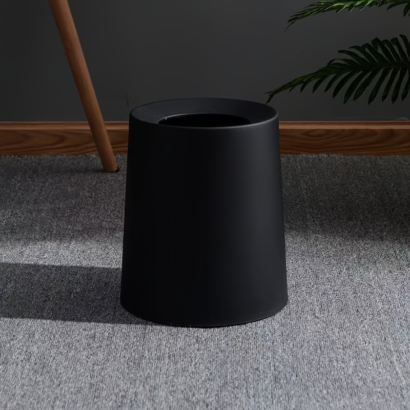 Modern Round Plastic Trash Can With Removable Liner - Touchless, Ideal For Kitchen, Bathroom, Office & Bedroom Storage
