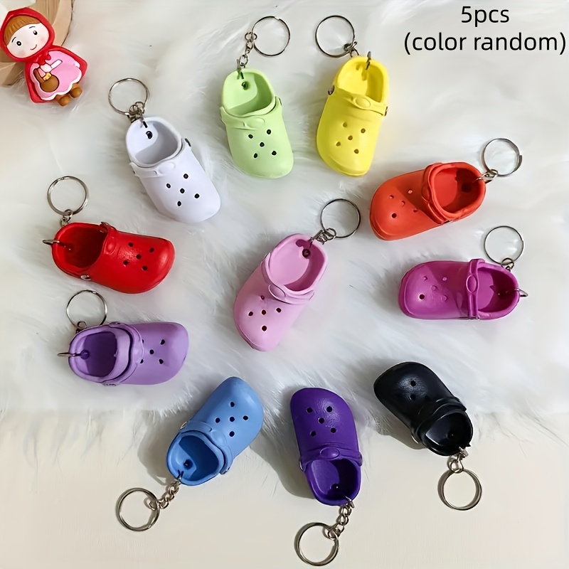 E-shop Ein Set aus 5 Mini-Krokodil-Schuh-Schlüsselanhänger, niedliche Mini-Slipper, kleine Schuh-Schlüsselanhänger, Taschenanhänger, kreative