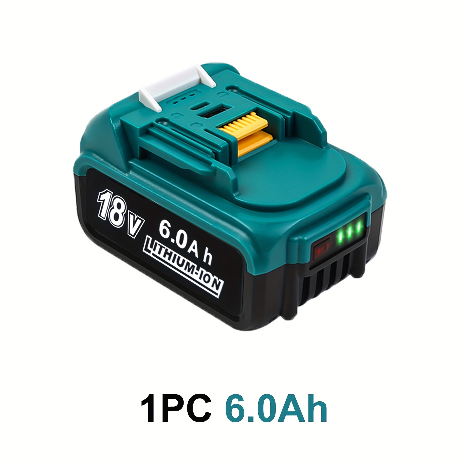 E-shop Für Makita 18V 6.0Ah Verbesserte Ersatzakku mit Typ-C & USB-Anschluss, LED-Anzeige und Schutzsystemen, kompatibel mit Makita BL1860B, lädt