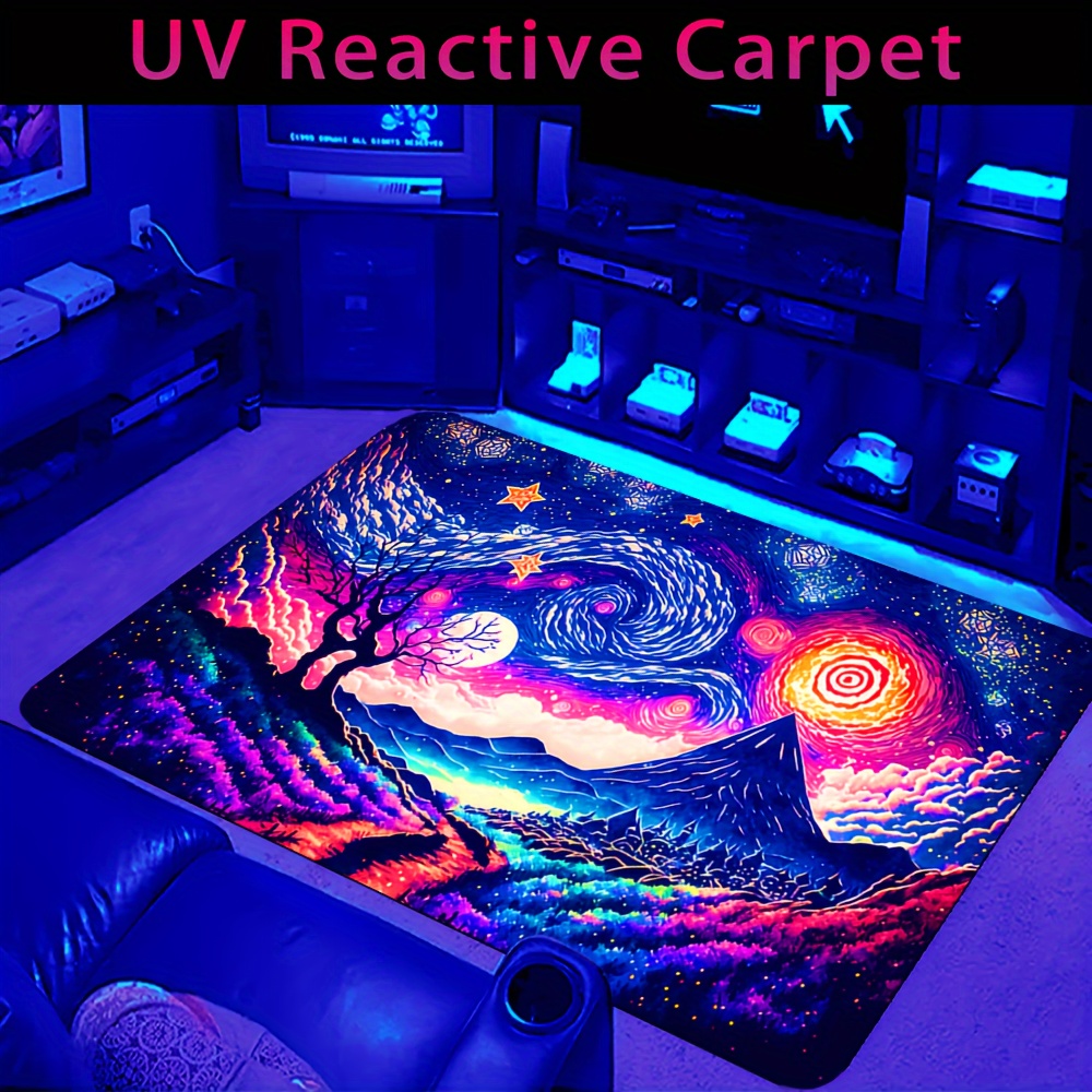 

Starry -in-the-dark Rug - Uv Reactive, Non-slip, Gaming Rooms, Bedrooms, & Bathroom Decor