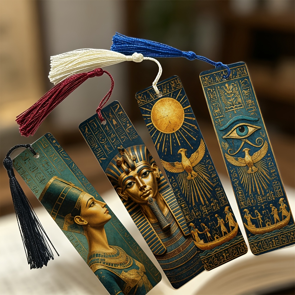 TEMU Set de 4 marcadores con borlas de de la mitología , cuero sintético duradero, separadores de páginas, separadores de páginas para , regalo para