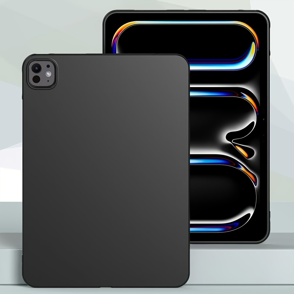 TEMU Tpu Soft Tablet Case For Ipad Air 11/13 Inch 2024 M2 Matte Silicone Protective Cover For Ipad Pro 11/13 Inch 2024 M4(black)