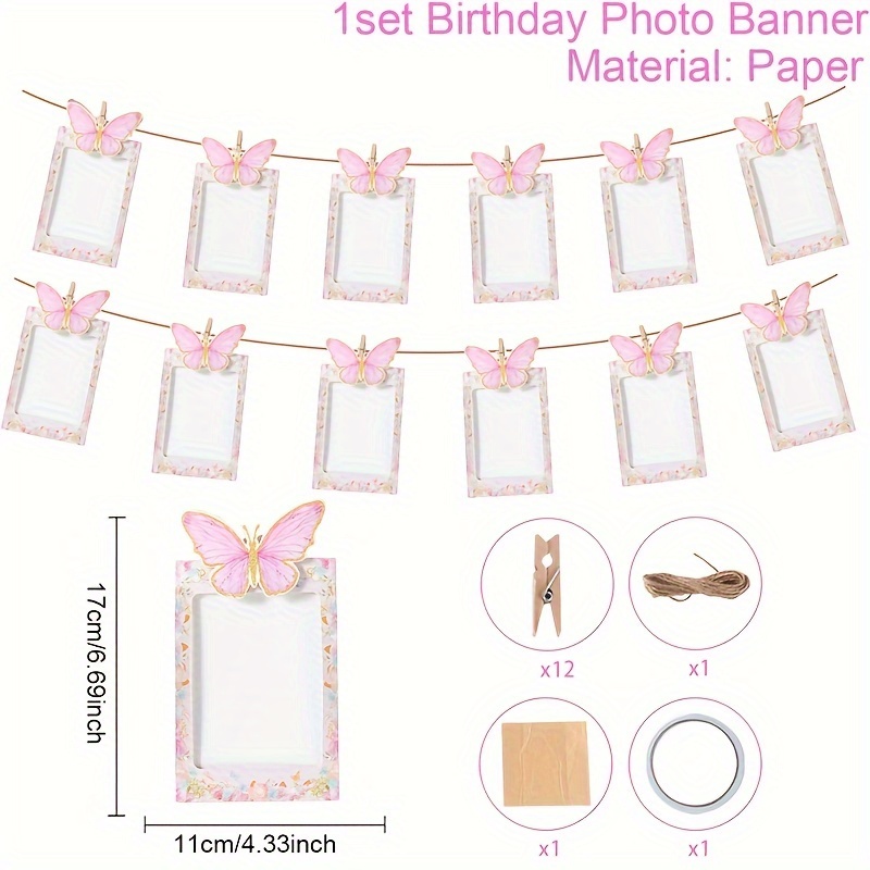 12pcs Photo Banner Set - Paper Hanging Decor For Birthdays, Weddings