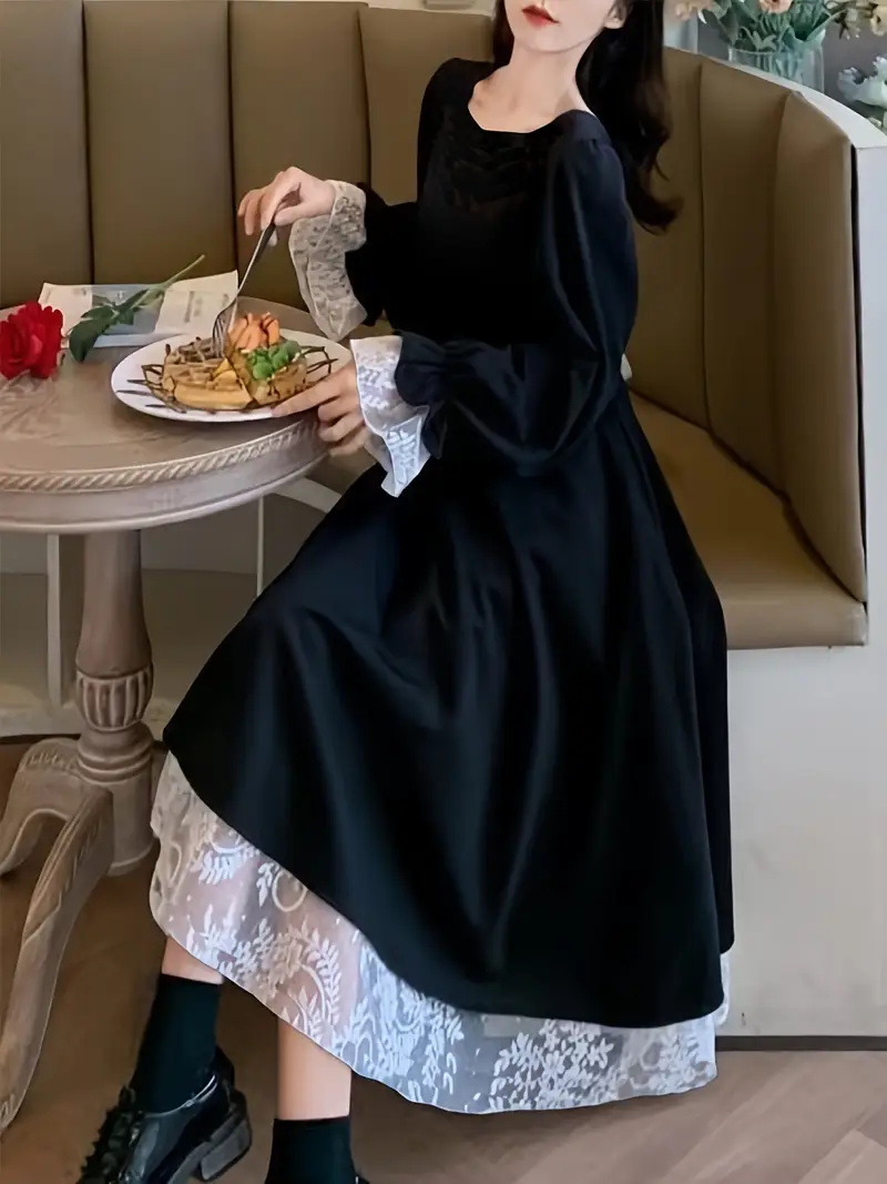 womens retro dress back tie neck maxi dress suitable daily - Temu United Arab Emirates womens retro dress back tie neck maxi dress suitable daily - Temu United Arab Emirates