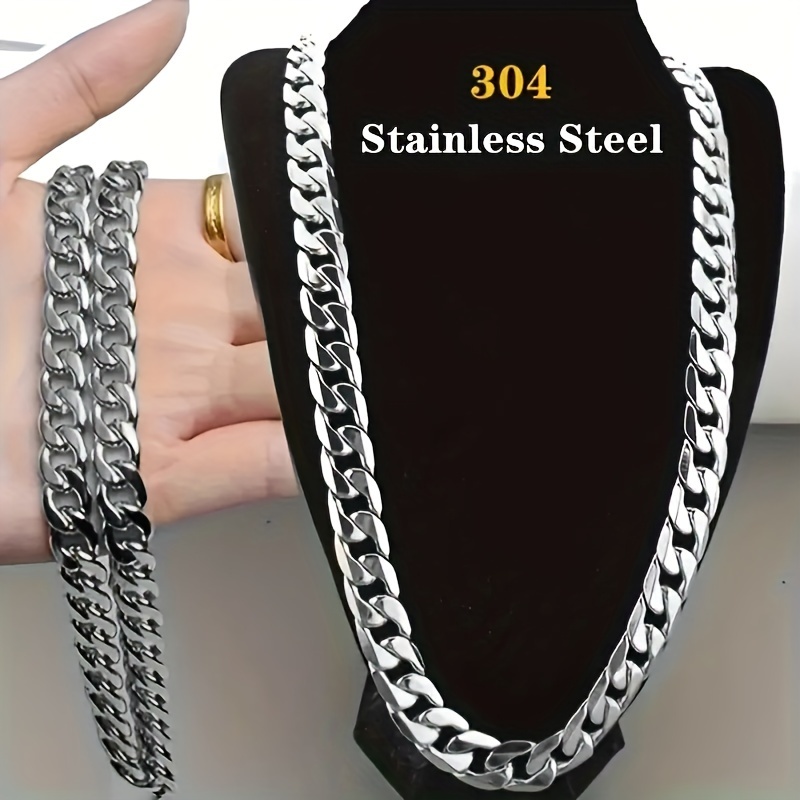 

Yanhui 304 Stainless Steel Cuban Chain Necklace - Water Resistant, Hypoallergenic, And Fashionable For Men - Perfect Gift For Parties