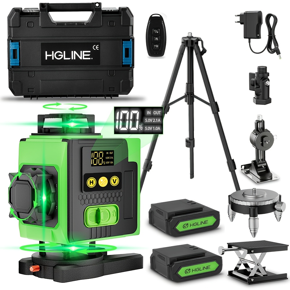 4d 16 Line Laser Level , 4x360° Green Cross Line Laser Level Tool, Suitable For Construction And Picture Hanging, 4d Laser Level