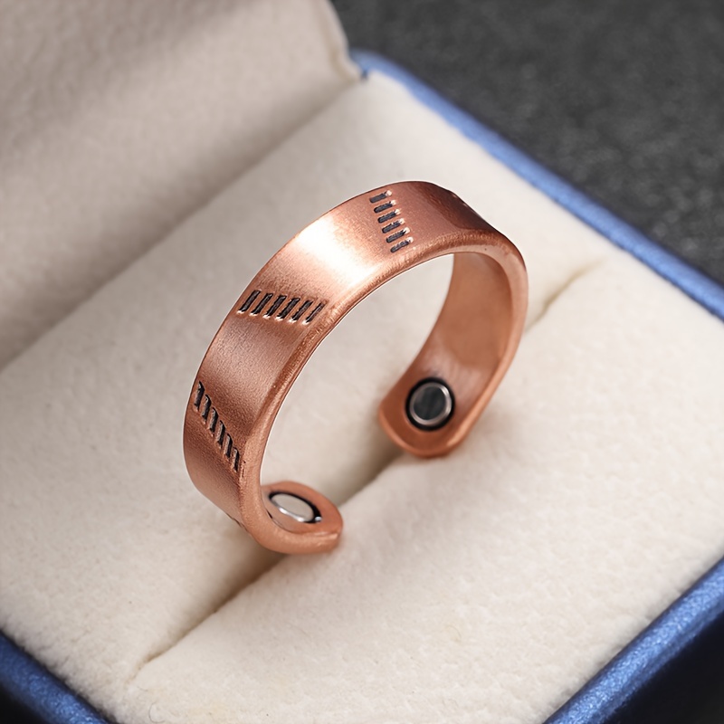 Vintage V Stripe Open Copper Ring, Unisex