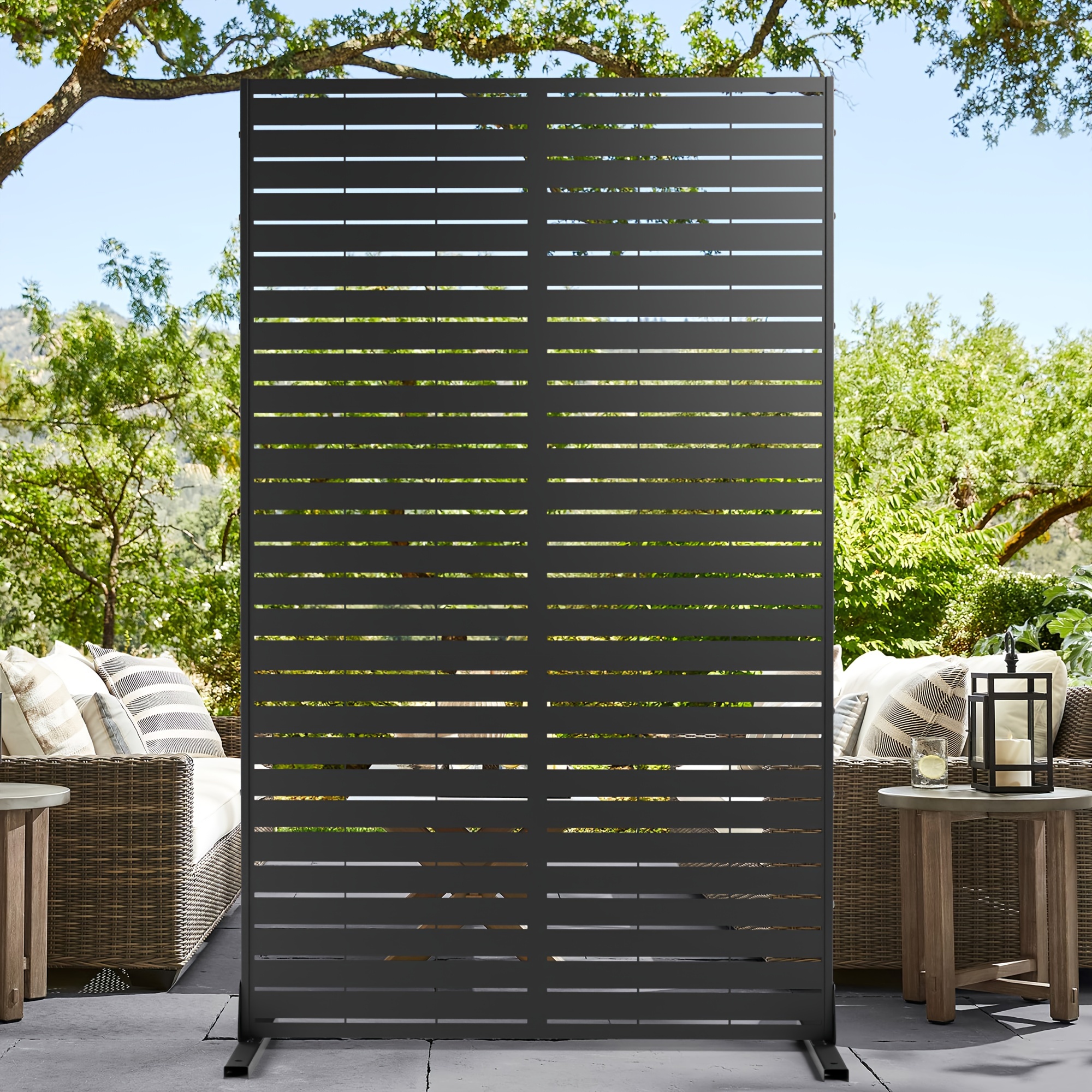 

Outdoor Privacy Screen Metal Privacy Screen 72" H×44" W Freestanding Metal Privacy Screen For Patio Deck Yard, Decorative Privacy Screen Privacy Fence Panels