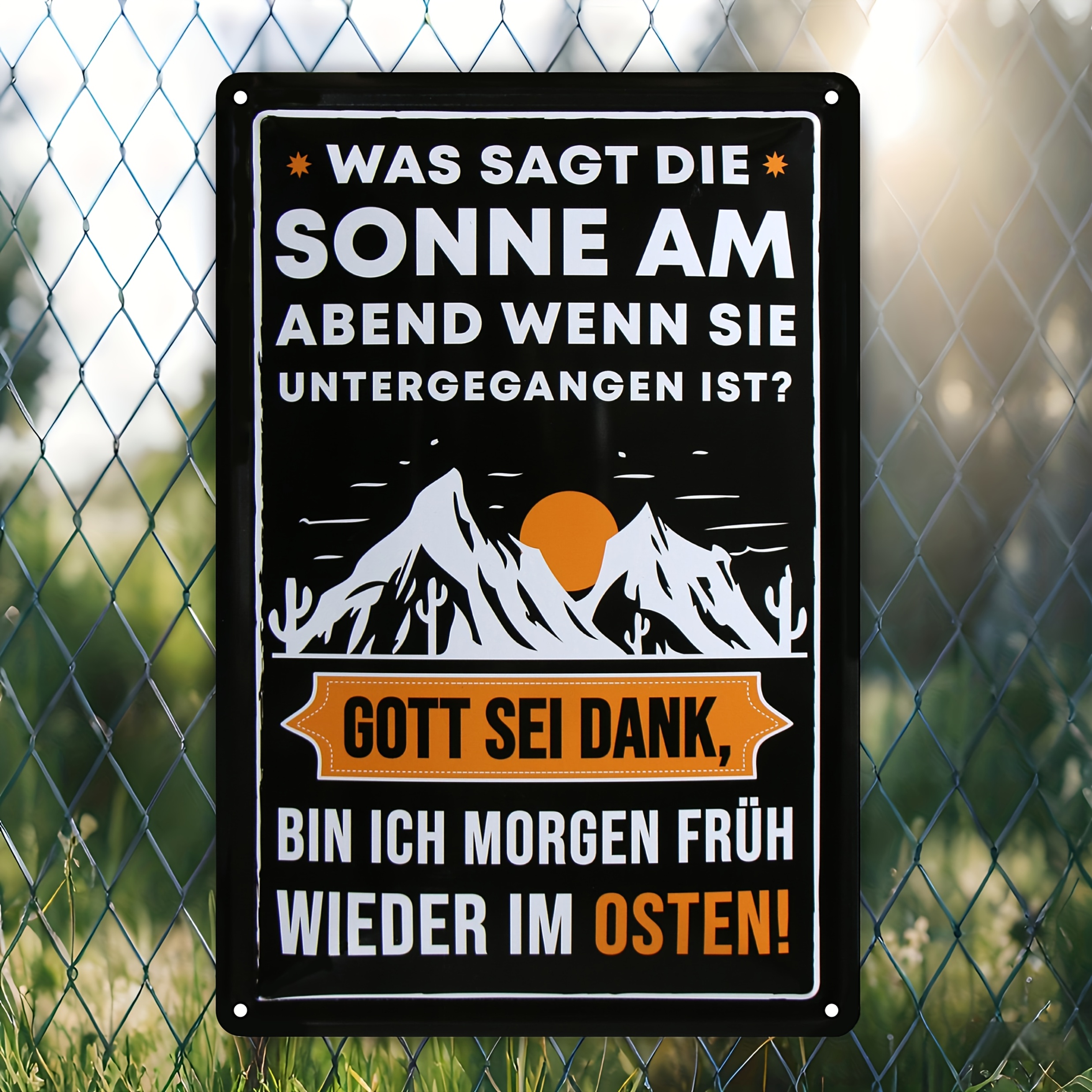 TEMU 2d Flat, 1pc Retro Sign " - Was Sagt Die Sonne " Vintage Wall Decor Nostalgic Metal Plaque For Kitchen, Bedroom, Bar, Office Gift For Ossi Fans,