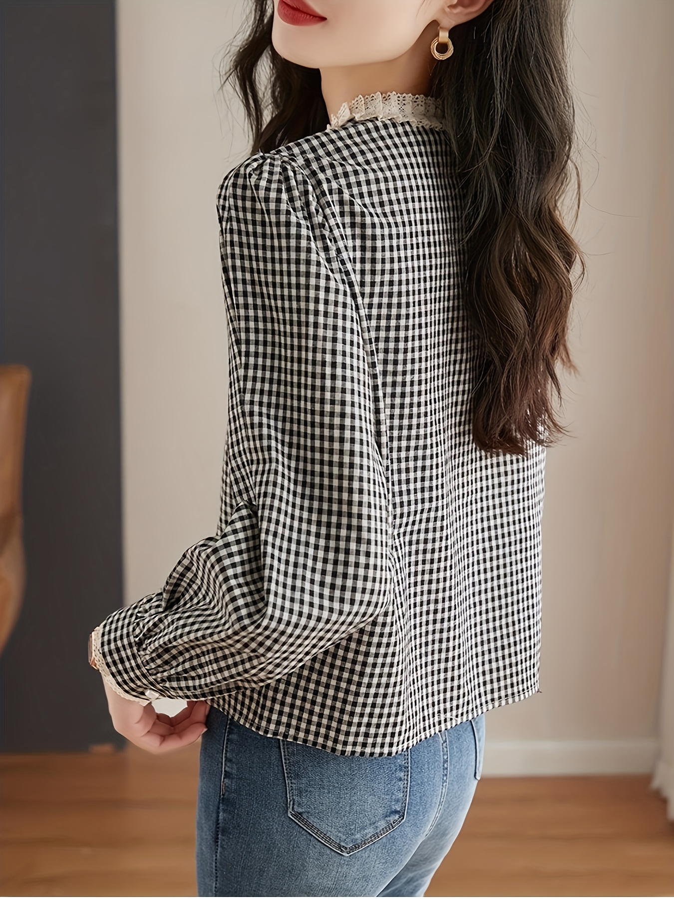 women's french long sleeve shirt black white Temu Kuwait