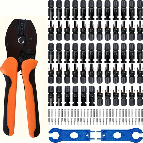 YMYP Solar Panel PV Cable Crimping Tool Kit with Stripper & 8 Pairs Connectors 1Pair Spanners, Crimper for AWG14-10 (2.5/4/6mm²) Solar Connectors in YMYP Solar Panel PV Cable Crimping Tool Kit with Stripper & 8 Pairs Connectors 1Pair Spanners, Crimper for AWG14-10 (2.5/4/6mm²) Solar Connectors in