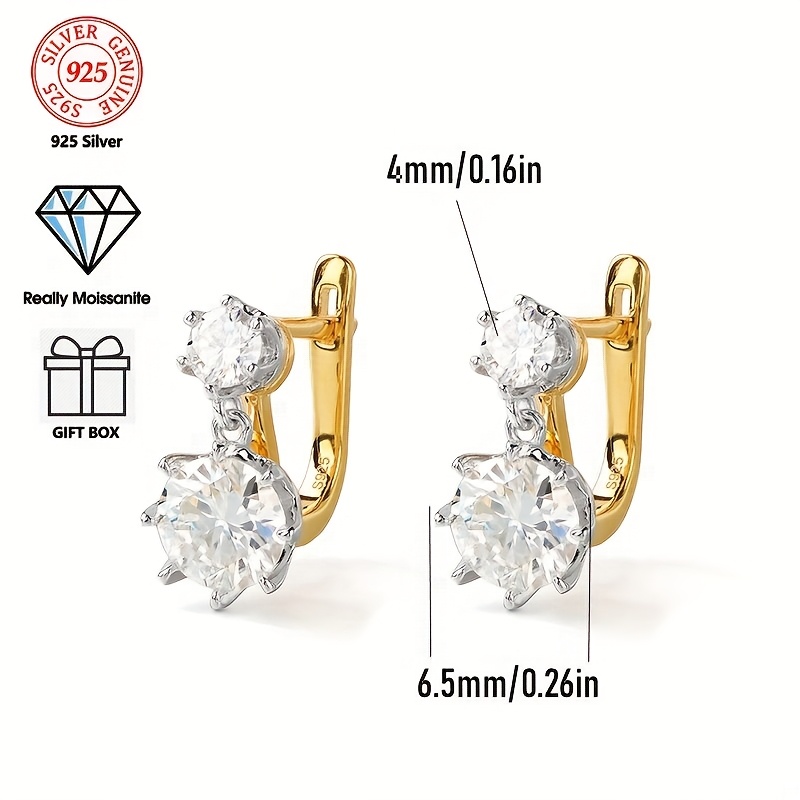 TEMU S925 Sterling Silver With Screw Back Wedding, Birthday, Anniversary, New Year Gift, Gift, Hip Hop