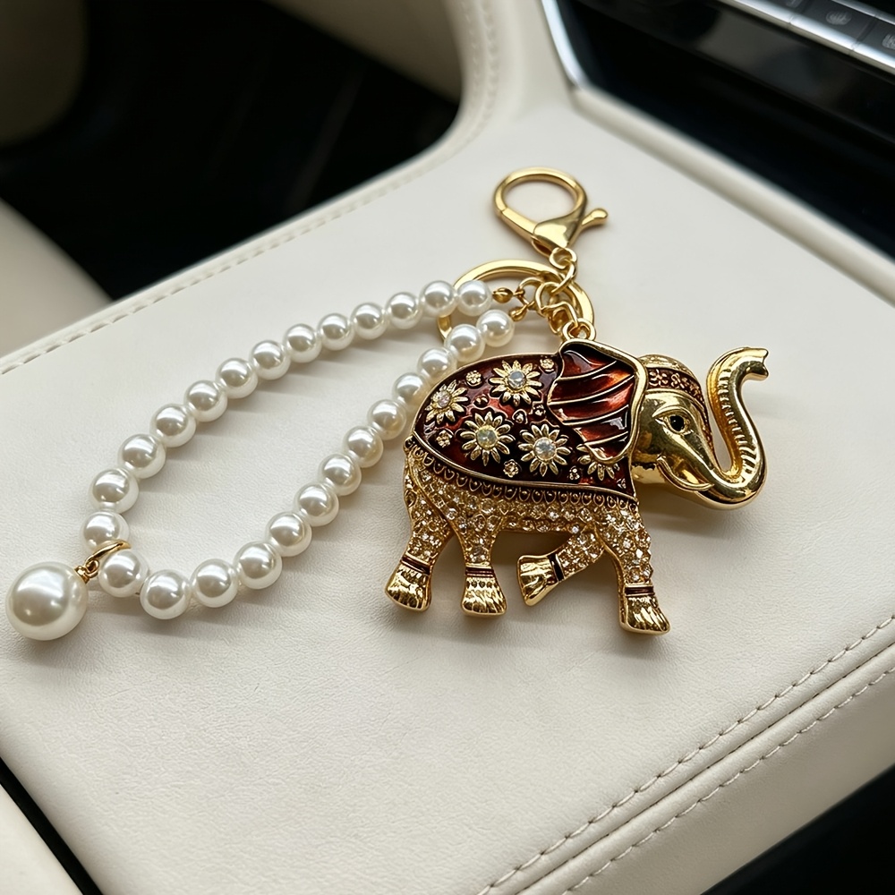 TEMU 1pc Fashion Metal Elephant Keychain - Car Key Hanger, Women's Bag Accessory, Holiday Gift