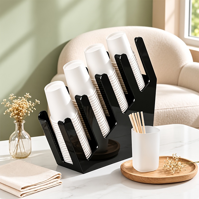 TEMU 2pcs Desktop Organizing And Dispensing Tool 1 4 Grid Paper Cup Holder And Desktop Disposable Cup Storage Rack Suitable For Coffee Shop Milk