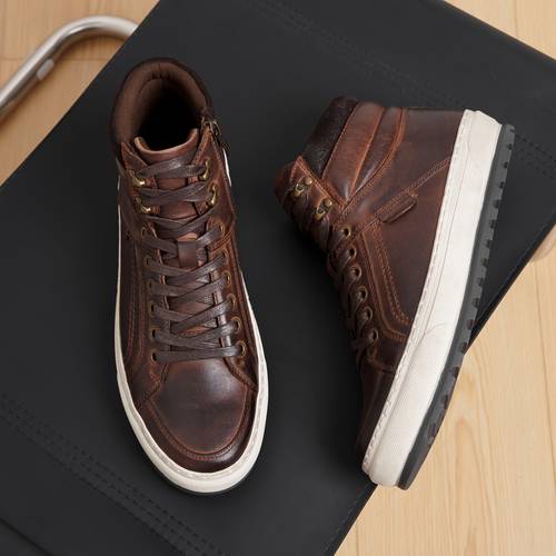 fashion mens casual shoes high top leather sneakers for men