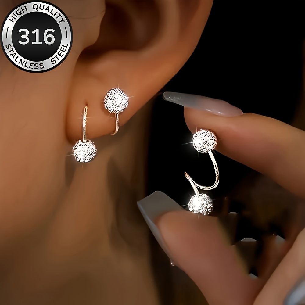 TEMU High-quality Stainless Steel Hypoallergenic Stud Earrings, Anti-fading, Simple And Elegant, Fashionable Women's Earrings And Jewelry Accessories