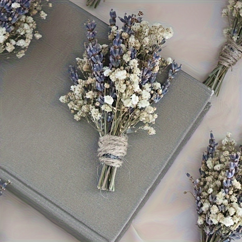 

3/6pcs Mini Starry Lavender Bouquet, Boutique Lavender Countryside Wedding Decoration, Bridesmaid Wedding Corsage Wrist Bouquet, Gift Box Decoration, Home Small Vase Decor