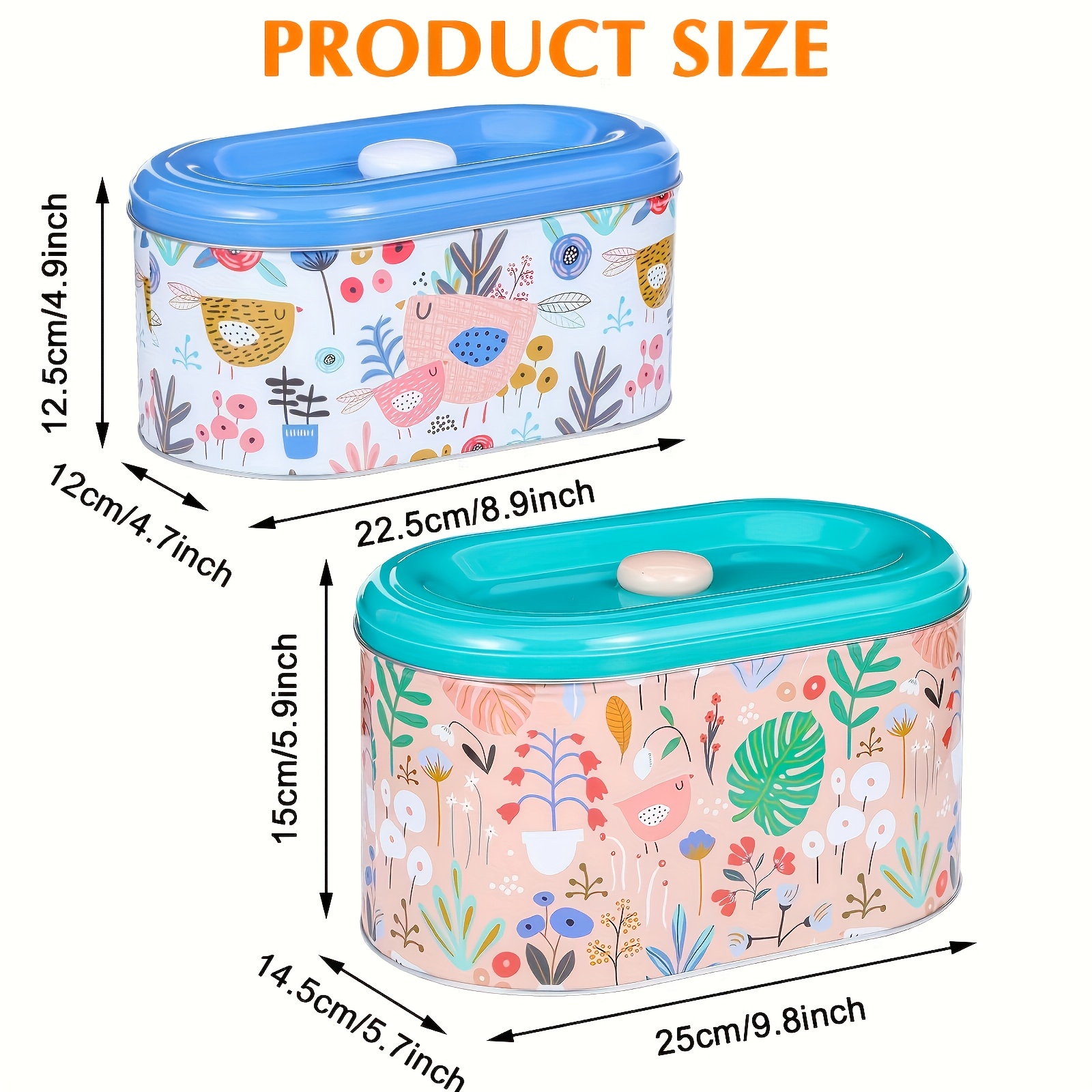 bpa   cookie snack storage tin with   lid vibrant   round container for kitchen pantry organization decorative food gift for   tea   snacks hand wash only