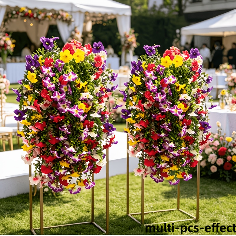 TEMU 8 Packs Of Artificial, Multi-colored, Hanging Flowers For Home And Indoor/outdoor Decorations, Suitable For Use During Christmas And Halloween.