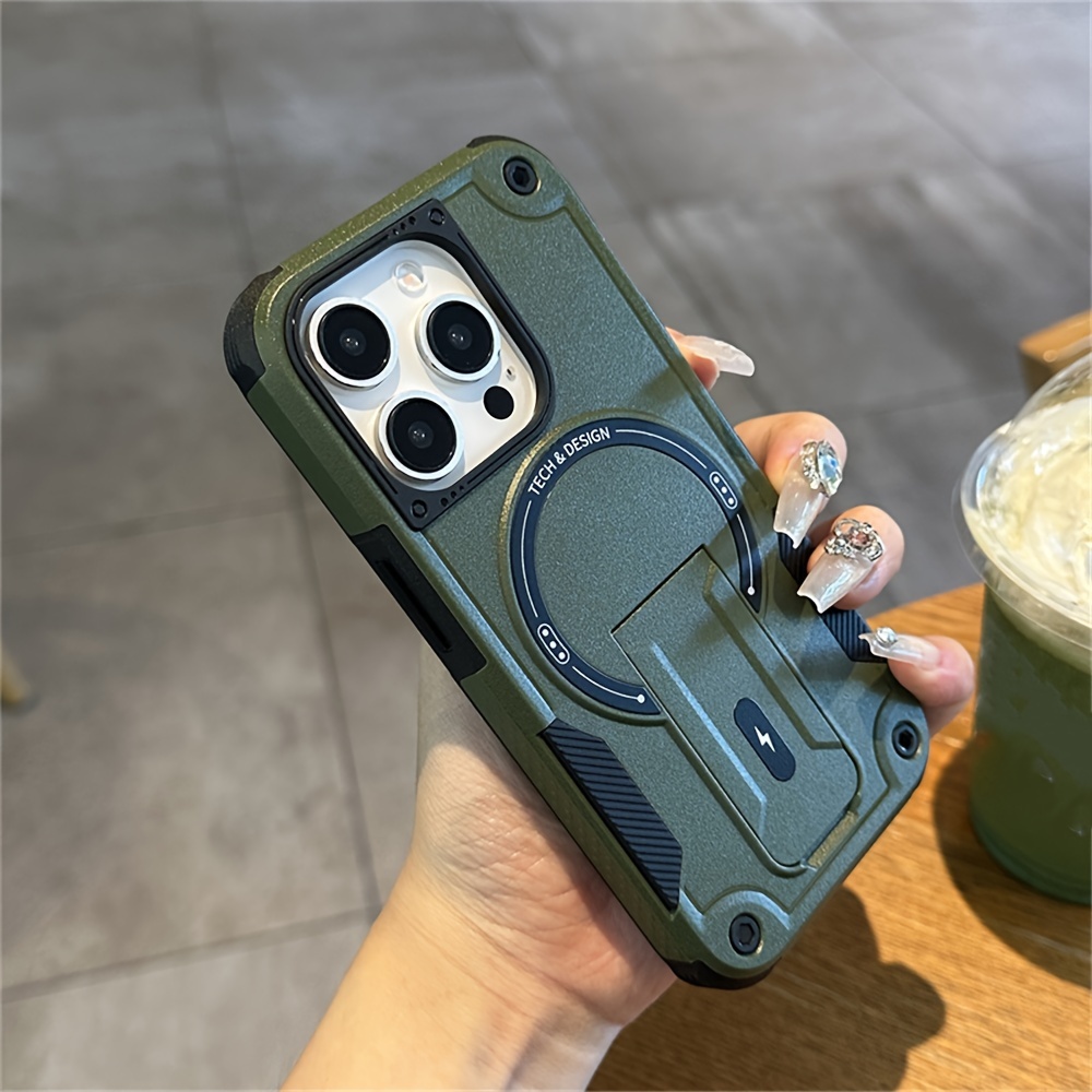   mekanisk pansarstil-fodral med magnetfäste, anti-slip design, dolt ställ för iphone 16 15 14   11 pro max –   skydd Produktinformation 5
