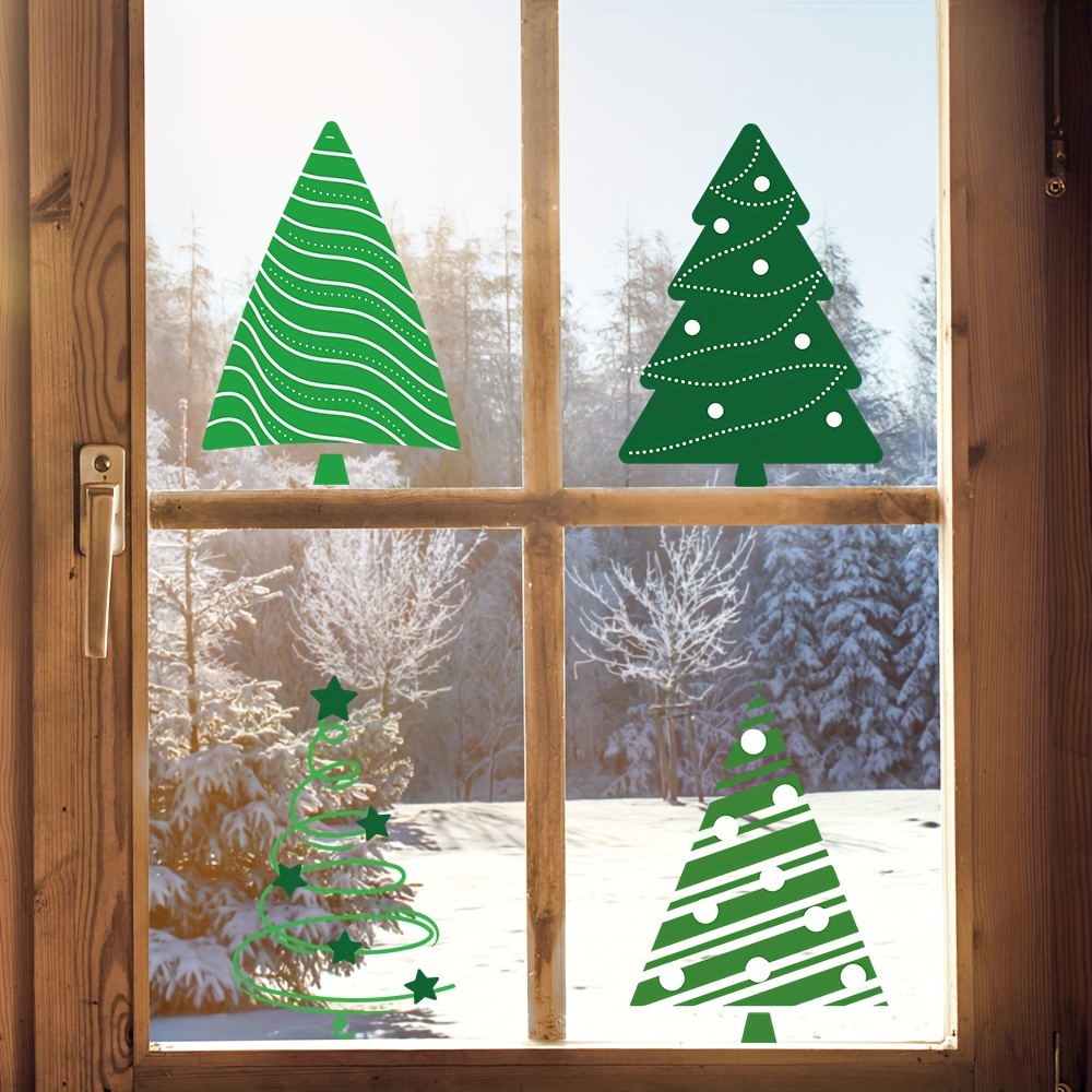 christmas winter decor window clings decals   christmas decorations window stickers xmas tree decals details 8