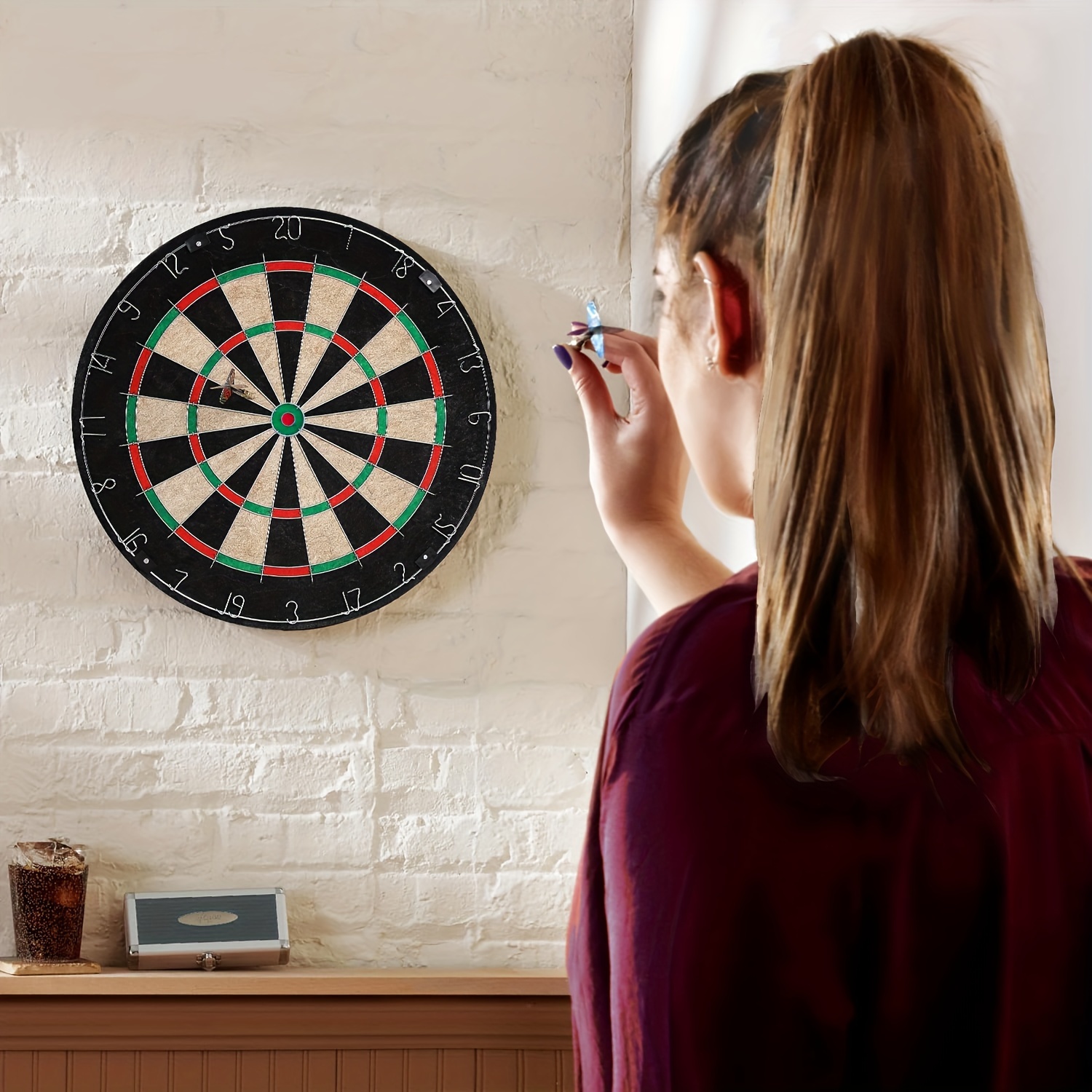 45,72 cm Braziliaans premium hennep dartbord volgens officiële wedstrijdspecificaties met 6-delige dartset