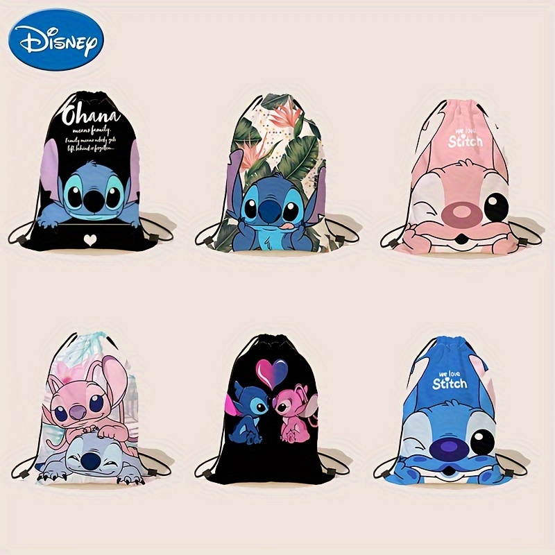 

Disney Stitch Drawstring Backpack, Large Capacity Polyester Bag, Casual Cartoon Trave, Gym Bag