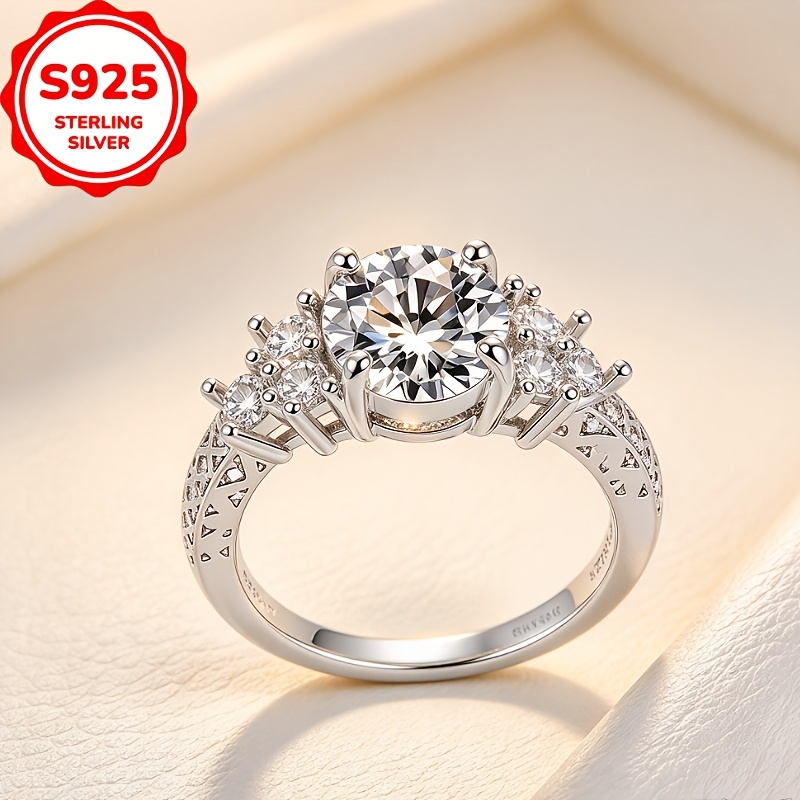 TEMU An S925 Silver Fashionable And Elegant Synthetic Zirconia-encrusted Ring, Suitable For Men And Women. Ideal For Daily Commutes, Parties, Music