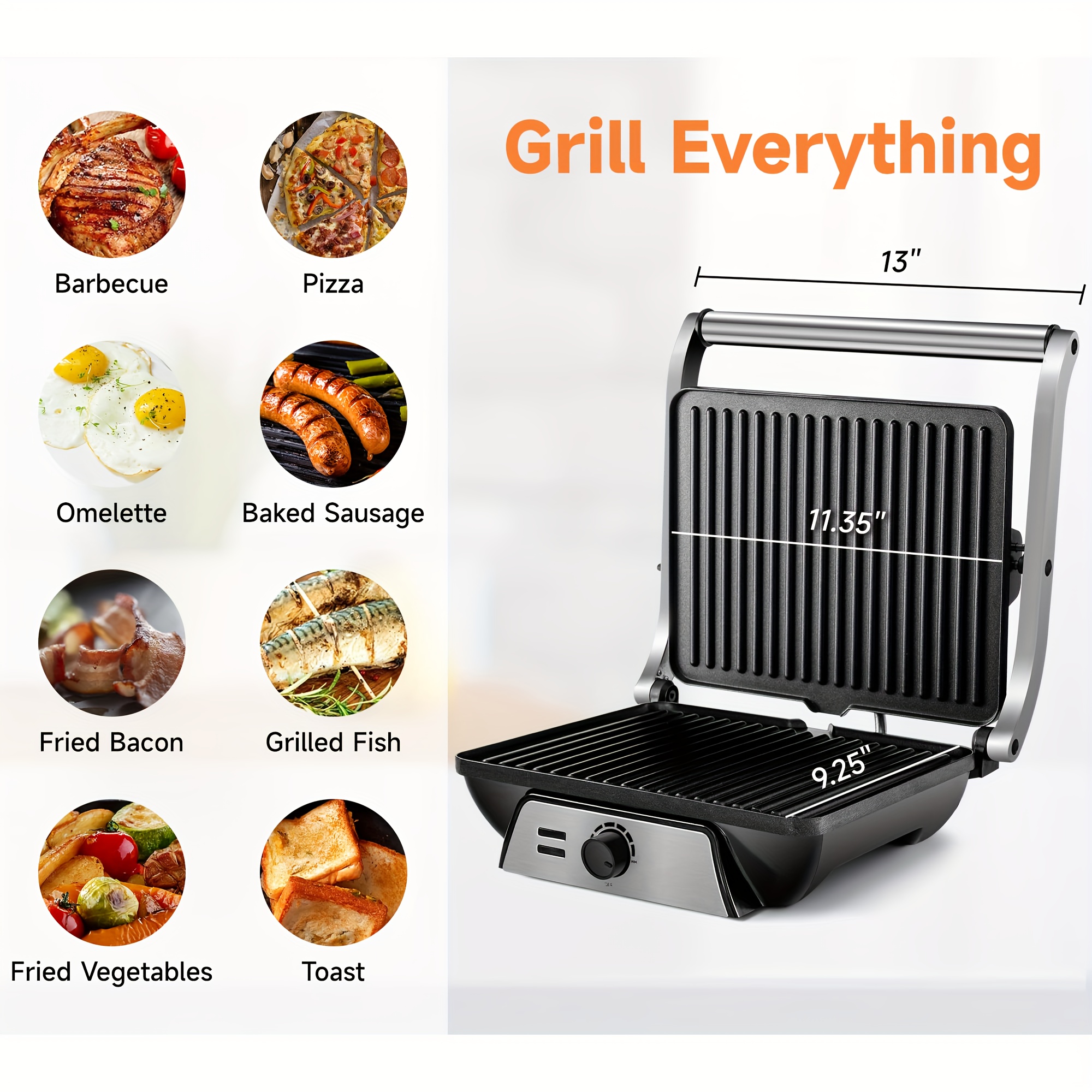 susteas 3 in 1 electric indoor grill panini press with non stick cooking plates opens 180 degree gourmet sandwich maker floating hinge fits all foods panini press grill with grease tray