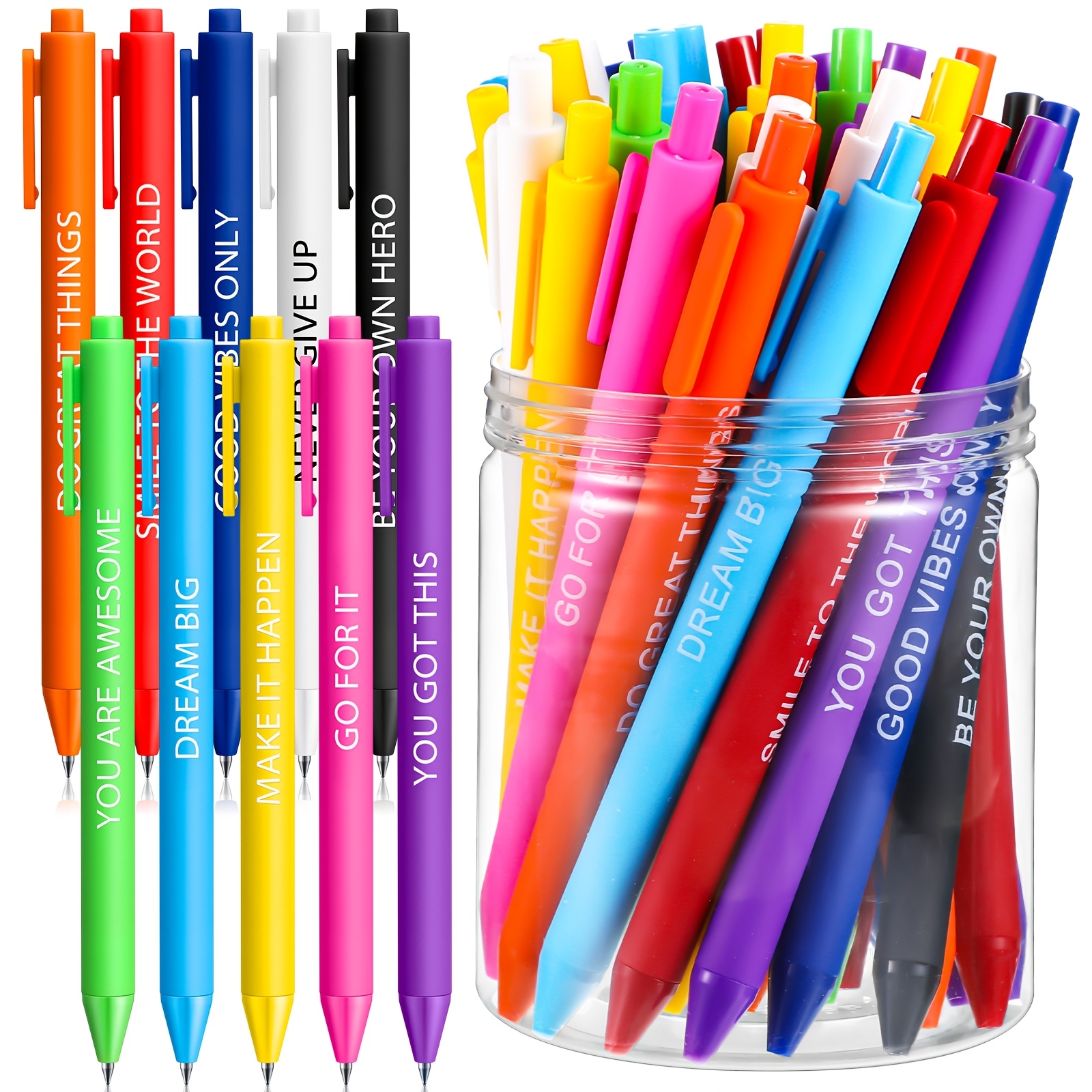 

50 Pens Motivation Pens Are Suitable For Colleagues Motivation Pens Flexible Ball Bearings Write Suitable For Office Household Products ( Colors, Motivation)