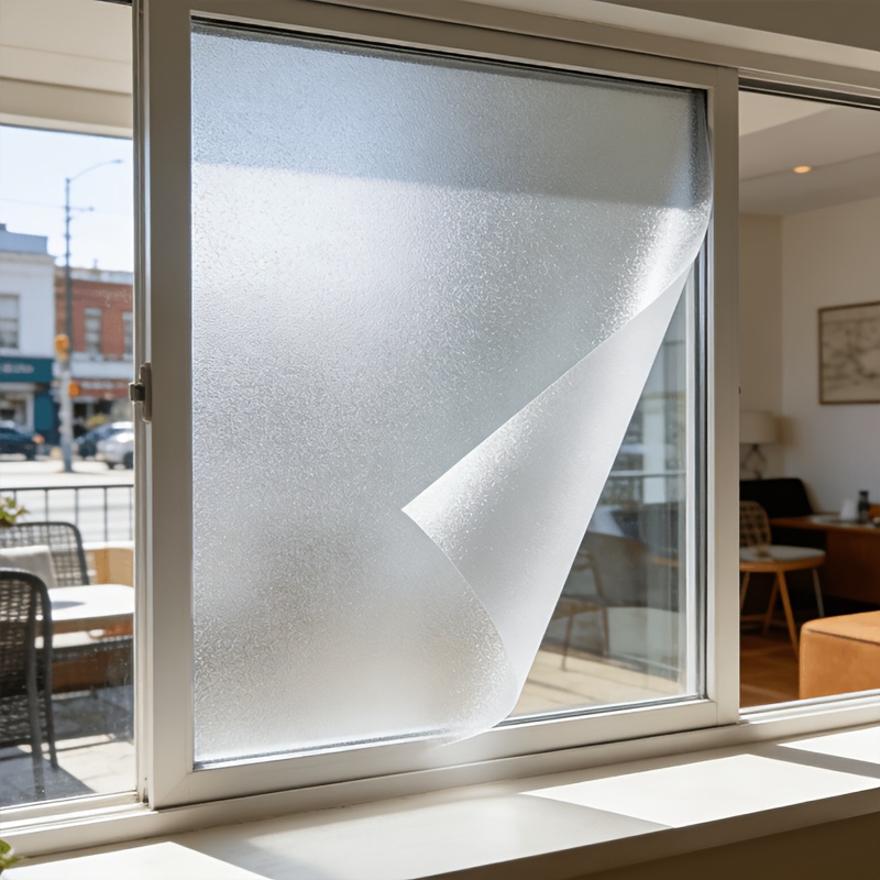 TEMU Matte Frosted Window Film Roll Suitable For Glass Doors, Shower Enclosures & Panels - Static Cling Self-adhesive Covering With Thickened Pet/pvc