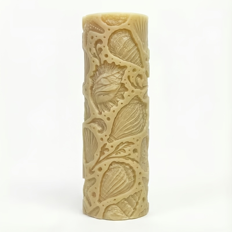 TEMU 1pc Ocean Shell Texture Roller | Handmade Clay Embossing Tool With Shell Pattern | Durable Plastic Material, Suitable For Ceramics, Soft
