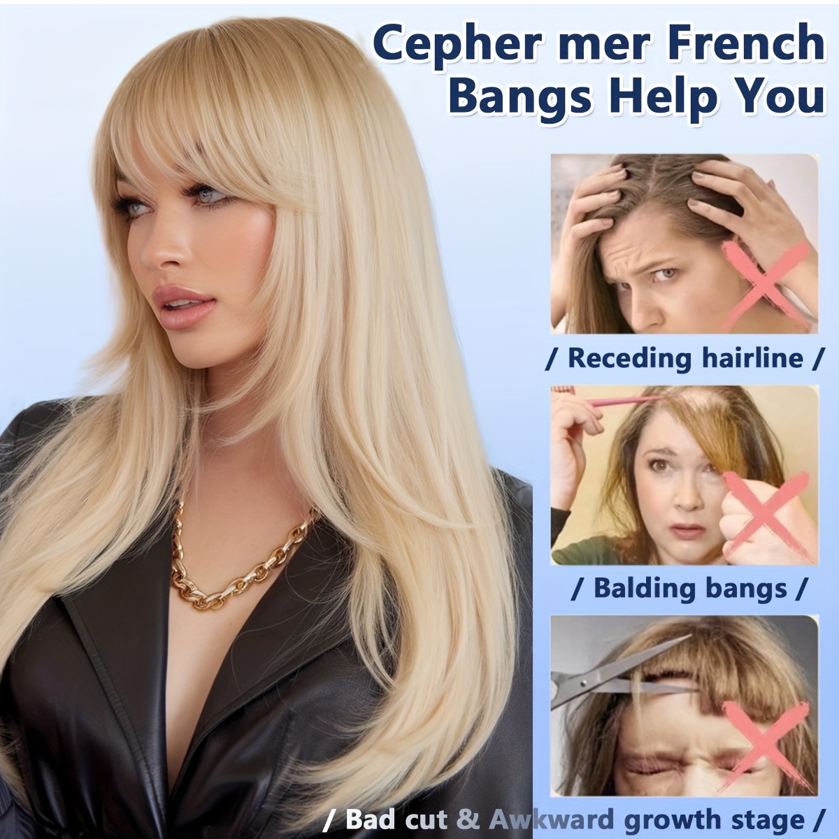 synthetic   air bangs with bb clip - straight hairpiece for women,  -in temporary hairstyle for  , kawaii hair clips, quick hair transformation,   accessory,  , daily wear accessory details 5