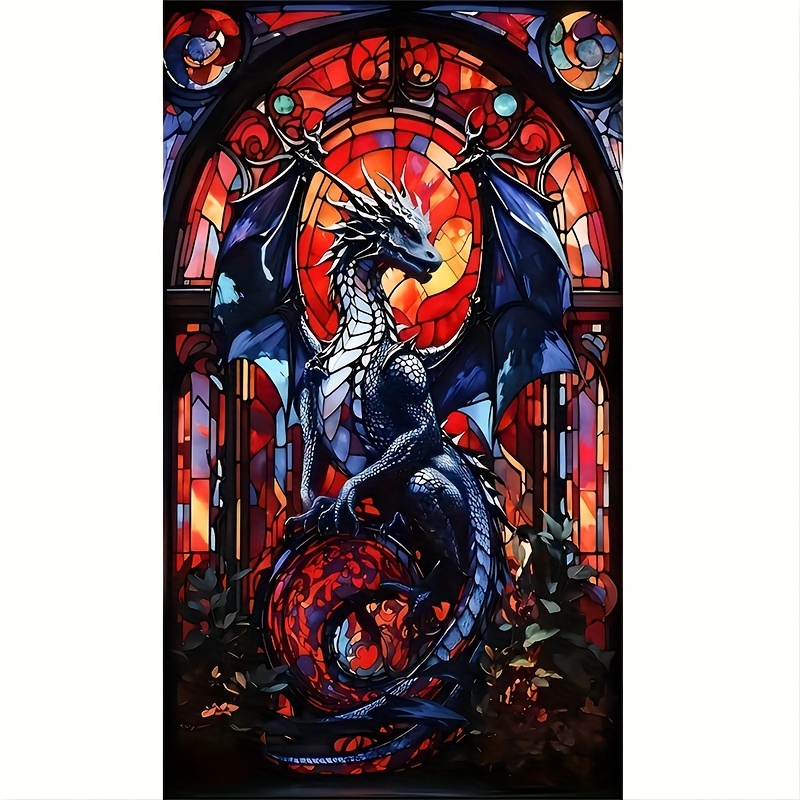 

5d Cartoon Dragon Diamond Painting Kit, Round Full Drill Canvas Embroidery Cross Stitch Art Craft Kit For Beginners, Diy Home Decor Gift For Living Room, Bedroom, Study Room - Diamond Painting Set